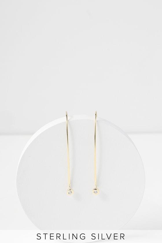 Classy Hour Gold Rhinestone Threader Earrings | Lulus