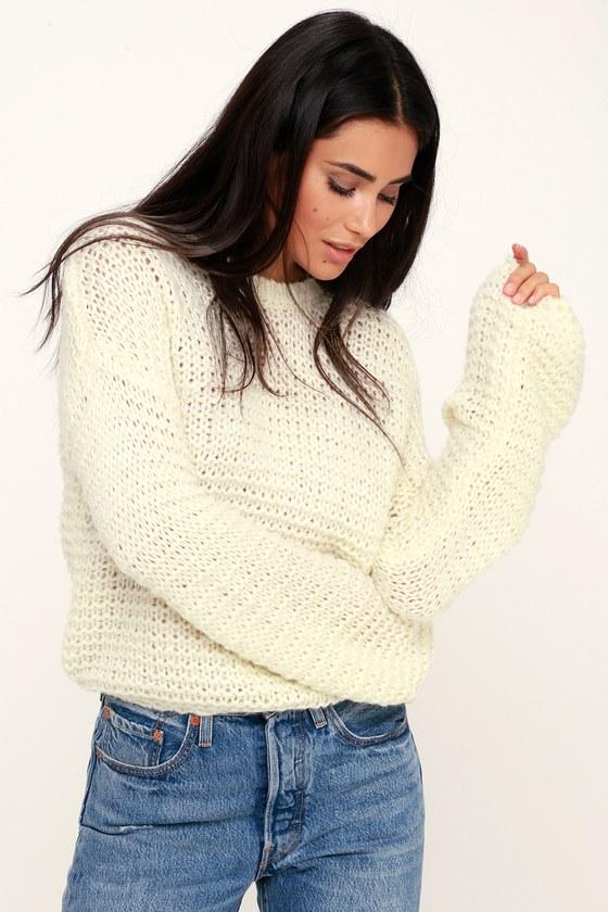Black Swan Kyla Cream Balloon Sleeve Knit Sweater | Lulus