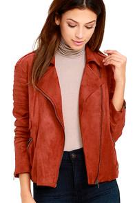 Mink Pink Now Or Never Rust Orange Suede Jacket