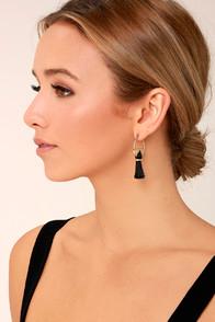Lulus Cha Cha Gold And Black Tassel Earrings