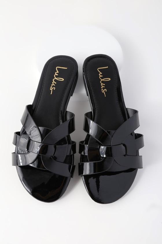 Kelela Black Slide Sandal Heels | Lulus