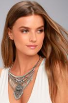Lulus | Delight And Dazzle Silver Rhinestone Statement Necklace