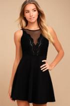 I Promise Black Lace Skater Dress | Lulus