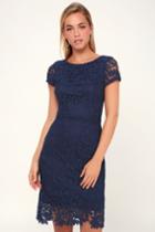 Right Sheer, Right Now Navy Blue Lace Bodycon Dress | Lulus