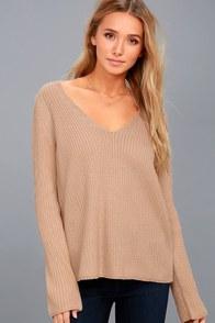 Lulus Cozy Cutie Blush Knit V-neck Sweater