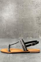 Bamboo Brielle Black Rhinestone Sandals