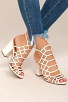 Gc Shoes | Hailey Beige Caged Heels | Size 8 | Vegan Friendly | Lulus