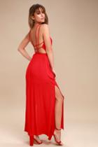 Lost In Paradise Red Maxi Wrap Day Dress | Lulus