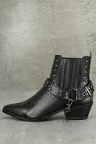 Cape Robbin Stevie Black Harness Ankle Boots