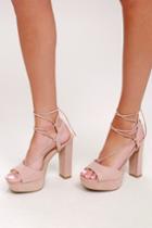 Saucy Nude Suede Platform Lace-up Heels | Lulus