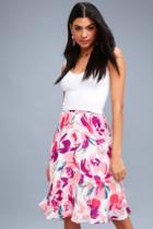 Del Rey White Floral Print Midi Skirt | Lulus