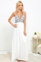 Lulus | Days Of Sunlight Ivory Embroidered Maxi Dress | Size Large | White | 100% Rayon