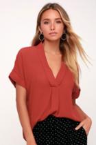 Rise To The Top Rust Red Short Sleeve Top | Lulus