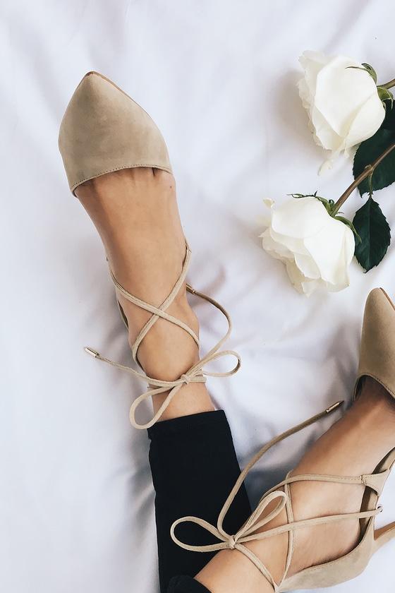 Marie Taupe Suede Lace-up Heels | Lulus