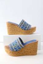 Sbicca Salice Blue Multi Wedge Sandal Heels | Lulus