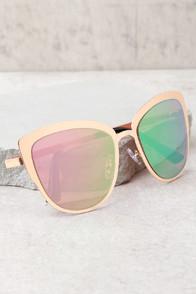 Lulus Sun Ray Rose Gold And Pink Mirrored Sunglasses