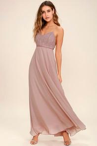 Lulus Stealing Kisses Mauve Lace Maxi Dress