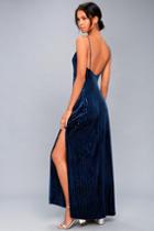 Lulus | Studio Lounge Navy Blue Velvet Sequin Maxi Dress | Size Large