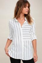 Well Worn Black And White Striped Button-up Top | Lulus