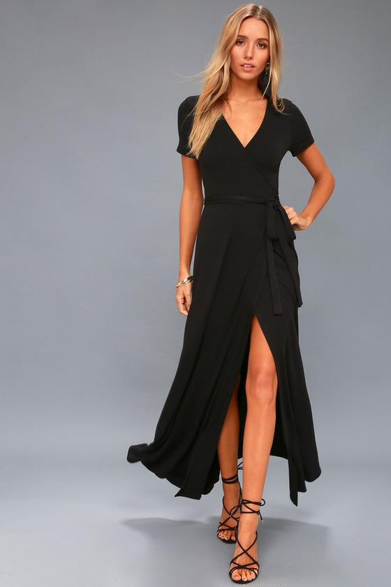 Evolve Black Wrap Maxi Dress | Lulus