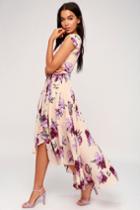 French Countryside Blush Floral Print High-low Wrap Day Dress | Lulus