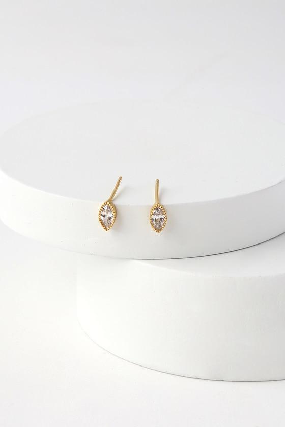 Simple Love Gold Rhinestone Earrings | Lulus