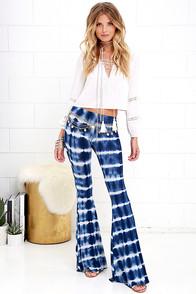 Lulu*s Foxglove Fairy Blue Tie-dye Flare Pants