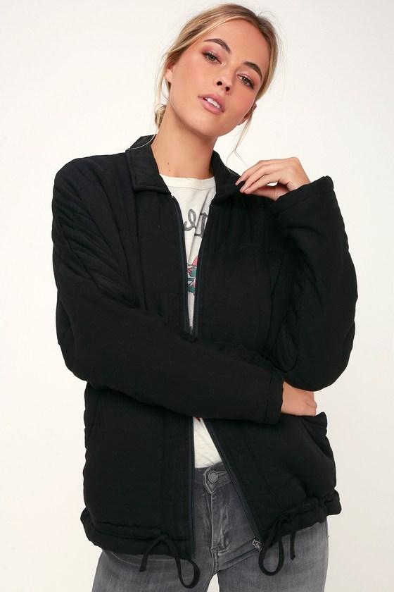 Rvca Carton Black Woven Quilted Jacket | Lulus