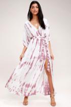 Sunday Morning Mauve Tie-dye Wrap Maxi Dress | Lulus