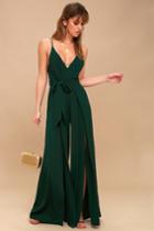 Lulus | Hype Dream Forest Green Backless Wide-leg Jumpsuit