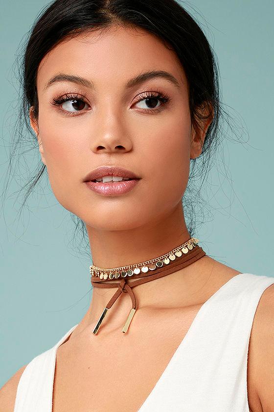 Lulus | Mad About You Gold And Brown Wrap Necklace | Vegan Friendly