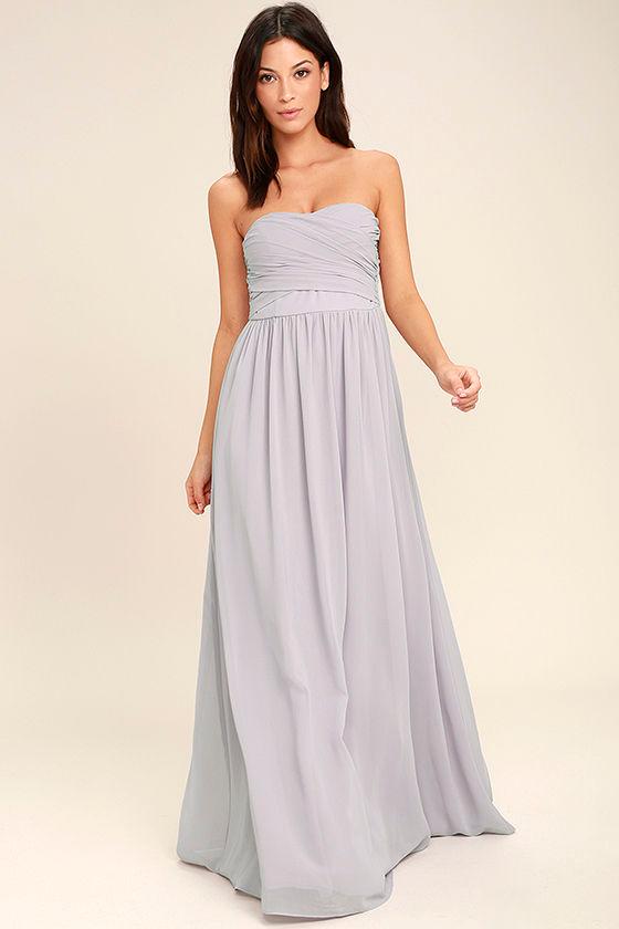 All Afloat Light Grey Strapless Maxi Dress | Lulus