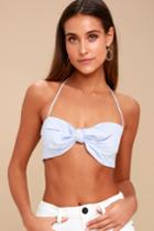 St. Barts Periwinkle Blue Tie-front Halter Crop Top | Lulus