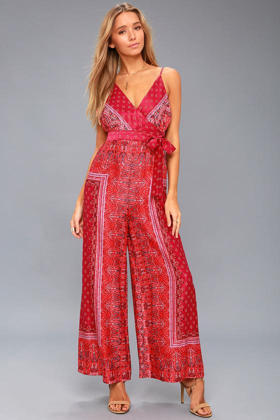 Free People Cabbage Rose Pink Multi Print Jumpsuit | Lulus