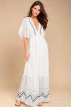 Adelyn Rae Chandra White Embroidered Maxi Dress