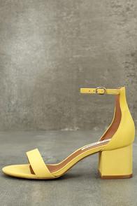 Steve Madden Irenee Yellow Nubuck Leather Ankle Strap Heels