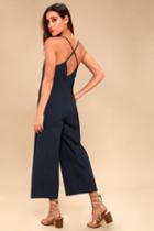 Up For Anything Navy Blue Midi Jumpsuit | Lulus