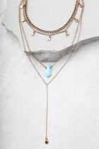 Lulus Nova Blue And Gold Layered Necklace