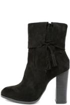 X2b All On The Line Black Suede High Heel Booties