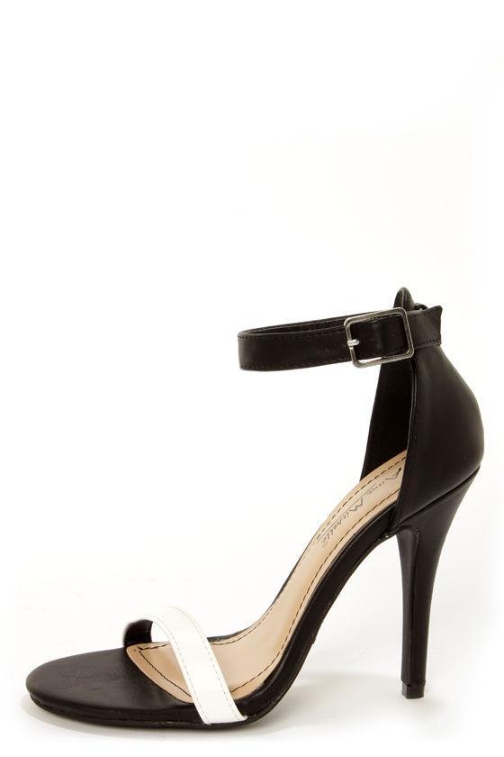 Anne Michelle Enzo 01 Black And White Single Strap Heels