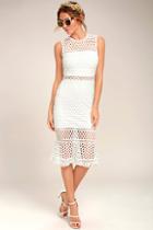 Lulus Dawn Of Love White Crochet Lace Midi Dress