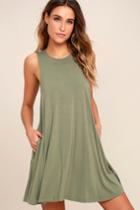 Rvca | Sucker Punch 2 Olive Green Swing Dress | Size X-small | Lulus