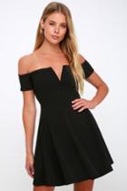 Play The Party Black Off-the-shoulder Skater Dress | Lulus