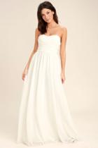 Lulus | Love And Be Loved Ivory Strapless Maxi Dress | Size Small | White | 100% Polyester