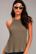 Lulus | Love Forever Taupe Pleated Tank Top | Size X-large | Beige | 100% Polyester