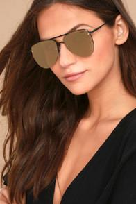 Le Specs The Prince Matte Black And Gold Mirrored Sunglasses