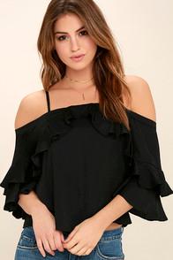 Jealous Tomato Uncommon Beauty Black Off-the-shoulder Top