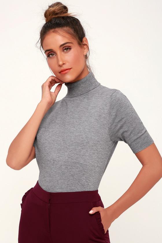 Touch Of Class Grey Short Sleeve Turtleneck Top | Lulus