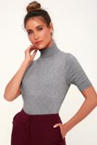 Touch Of Class Grey Short Sleeve Turtleneck Top | Lulus