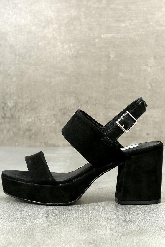 Steve Madden Reba Black Suede Leather Platform Sandals | Lulus